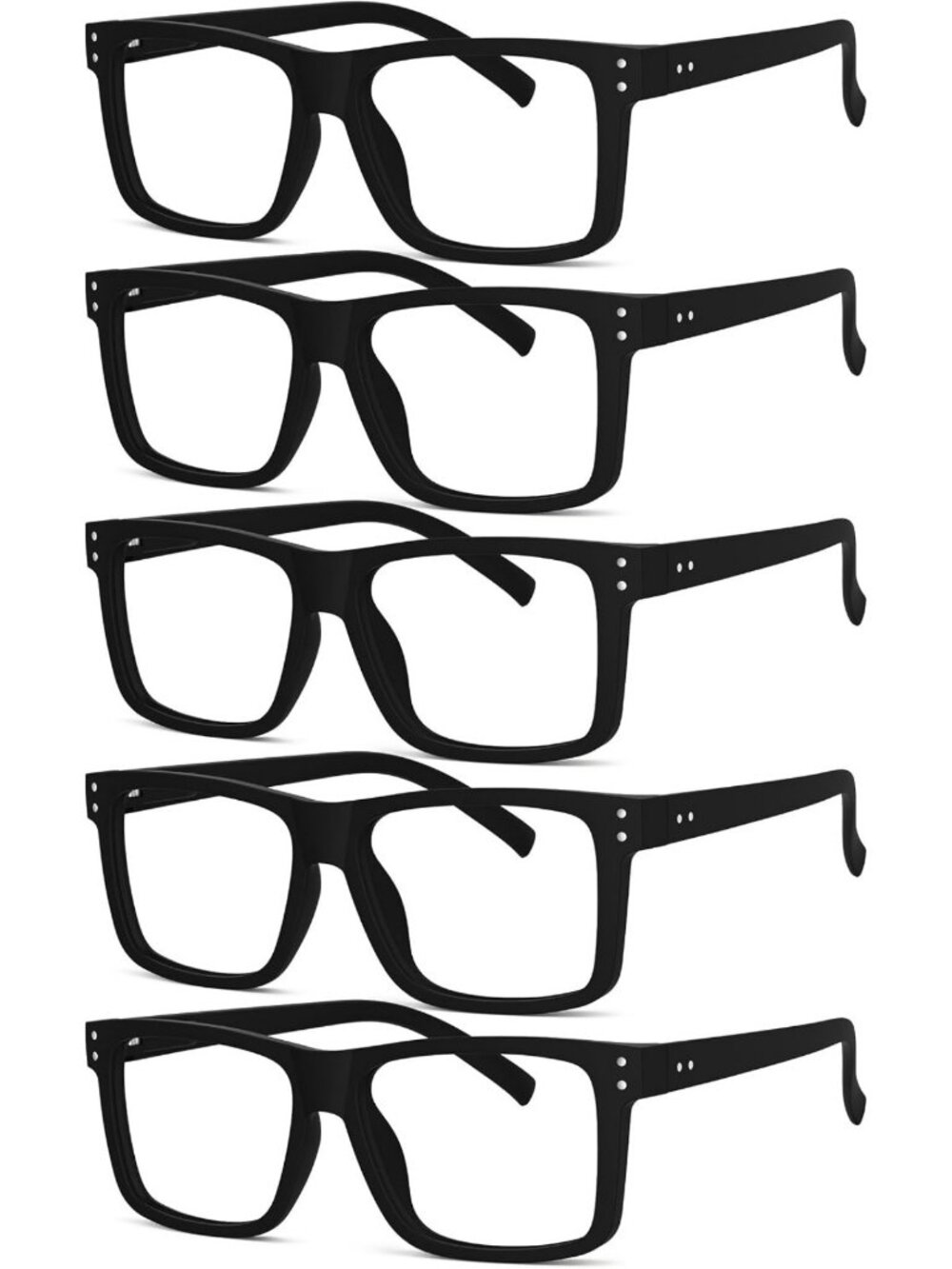 Oversized 2.5 Reading Glasses for Men & Women - 5 Pack Stylish Black Readers